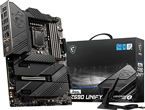 MSI MEG Z590 Unify Gaming ATX Motherboard, Intel Core 11th/10th Gen, Socket LGA 1200, DDR4, PCIe 4, SLI/CFX, M.2 Slots, Wi-Fi 6E