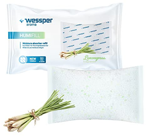 Wessper Luftentfeuchter Nachfüllpack Lemongrass für Innenraum, Entfeuchter Granulat Kissen 250g Passend für alle Feuchtigkeitsabsorber, Raumentfeuchter Ohne Strom - 10 Stück - Weiß