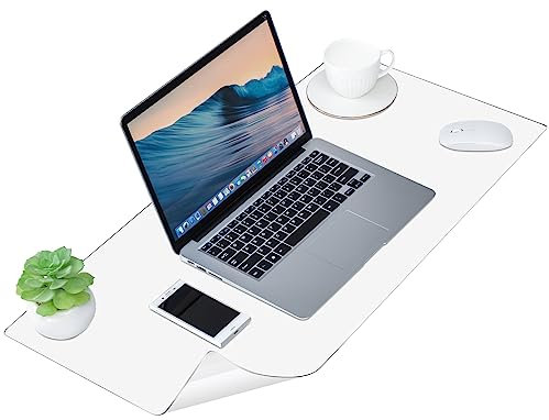 Hestya 2 Stück Klare Schreibtischunterlage 80 x 40 cm Große Transparente Rutschfeste PVC Schreibunterlage Wasserdichte Schreibtisch Schutzmatte mit Runden Kanten für Büro Zuhause Multifunktion