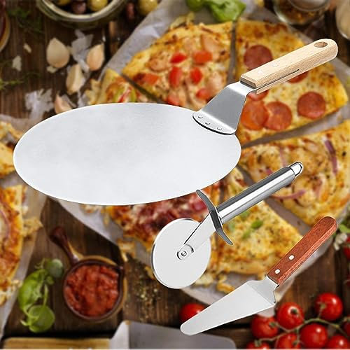 Sylanda Pizzaschieber, Pizzaschieber aus lebensmittelechtem Edelstahl, Pizzaschieber Edelstahl Große, Pizzaschaufel mit Klappbarer Holzgriff von handgemachter Pizza, raffiniertes Pizzaofenzubehör