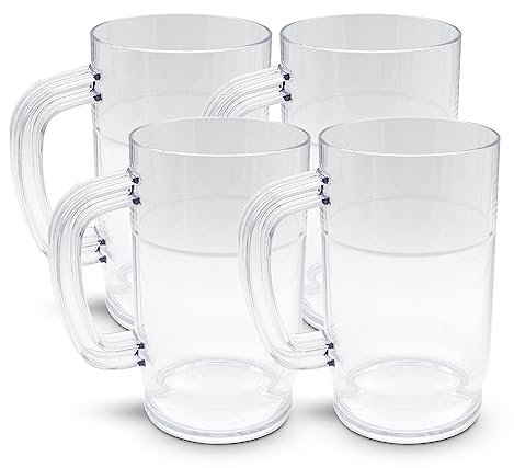 DOJA Barcelona | Jarra de Cerveza de Plastico | 50 cl | Pack 4 | Jarras de Cerveza de Policarbonato | Vasos de Cerveza de Plastico Duro Reutilizable | Jarra Plastico para Cerveza Artesanal