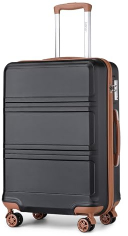 Kono Large Suitcase 28 Inch Luggage Lightweight ABS+PC Hard Shell Trolley Travel Case with TSA Combination Lock and 4 Spinner Wheels (28, Black/Brown)