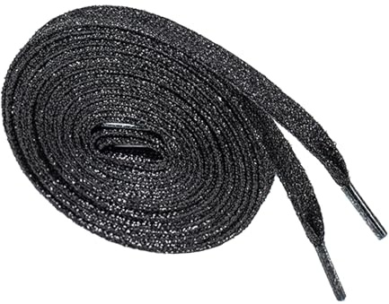 BupiMufi Cordones metálicos con purpurina para zapatos deportivos, botas y entrenadores, Negro, 160cm/63Inch
