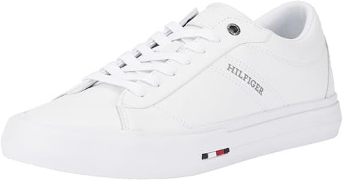 Tommy Hilfiger Herren Low Top Sneaker aus Leder, Weiß (White), 44