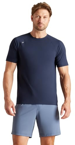 Rhone Reign Men's Workout Shirts, Anti-Odor, Quick Dry Gym Shirts, True Navy, Medium