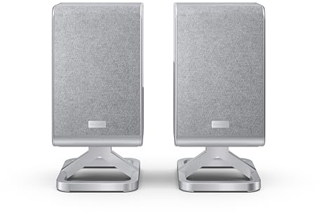 SHARP HT-SPR52021(SL) Wireless Rear Speakers – 200W Surround Sound, Dolby Atmos & DTS:X, Upfiring Drivers, Wall-Mountable – Exclusive Q Soundbar Range - In Silver