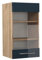 Vicco Küchenschrank Glas Fame-Line, Dunkelblau Hochglanz/Goldkraft Eiche, 40 cm