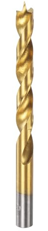 sourcing map Brad Point Drill Bit 9.5mm(3/8) Dia Straight Round Shank Drill Metric Brad Point Spiral Twist Drill Bits for Carpenter Woodworking Plastic Rubber, Golden