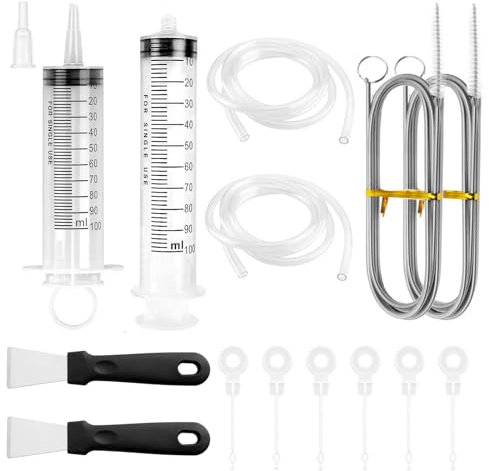 2 Sets Kühlschrank Abflussloch Reinigungsset,Wiederverwendbar Kühlschrank Bürste,Reinigung Set mit Schlauch+Spritze+Enteisungsschaufeln+Kolben+Kühlschrank Abfluss Reinigungsbürste für Küche