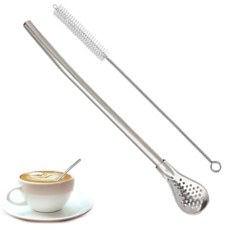 Cuchara De Paja Desmontable - Colador Agitador Cuchara Filtrada Paja De Acero Inoxidable, Bombilla Multifuncional De Acero Inoxidable | Cuchara De Paja Para Beber Sopa De Café