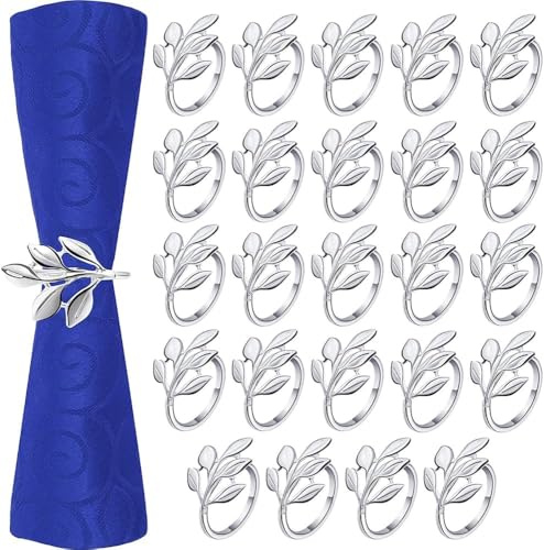 QKEPCY 2Servilleteros Hojas Dorados Elegantes Anillos Mesa Decorativos Metálicos Sujetadores Servilletas Cena Banquete