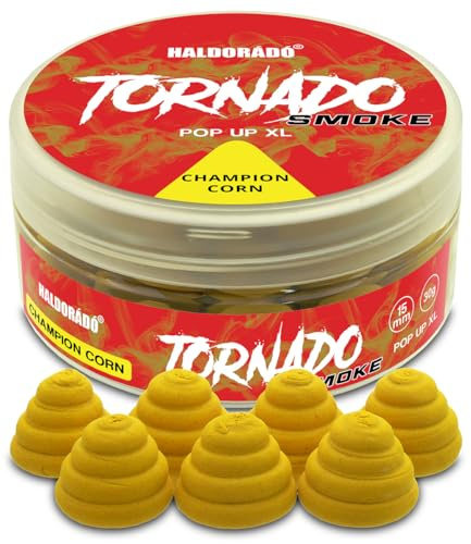 Haldorado Tornado Smoke Pop Up XL, sabor a maíz campeón, 15 mm, 30 g, cebo de pesca flotante