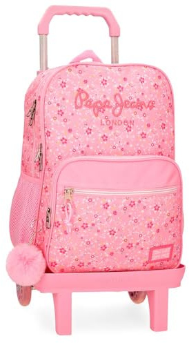Pepe Jeans Alenka Rosa Zaino doppio scomparto con carrello rosa 30 x 40 x 12 cm Poliestere 15,6 L by Joumma Bags, Rosa, Taglia unica, Zaino doppio scomparto con carrello