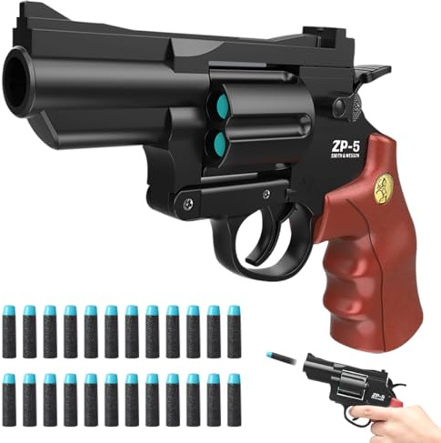 Pistolet jouet pour enfants - Pistolet jouet - Pistolet à balles souples avec 22 balles souples pour enfants à partir de 8 ans - Pour les jeux en plein air - Cowboy - Carnaval