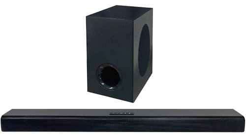 HYE Soundbar da 2,1 Ch con subwoofer - Soundbar Bluetooth da 120 W, subwoofer cablato, connettività HDMI e USB, telecomando - Sistema audio home cinema - 21SB6012 [2025]