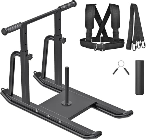 Kipika Weight Sleds for Training, Push-Pull Football Sled, Adjustable Height Handle, Heavy Duty Steel Frame Drills Sled Prowler for Running Speed, Strength, Designed for 1 & 2 Weight Plates (Black)