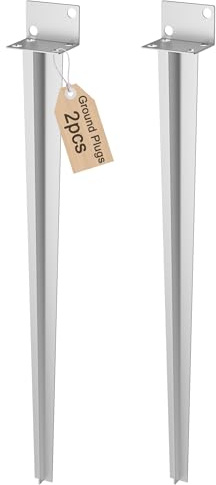 PEILU 2 supporti per pali in legno da 50 cm di altezza, manicotto zincato, boccola a terra stabile, per pali di ancoraggio per la costruzione di tettoie e altalene (argento)