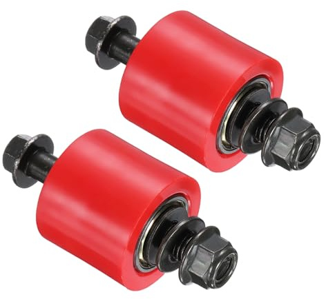 PATIKIL 10mm Rullo Tensionatore, 2Pcs Rullo Tensionatore Catena Mini Bike Parti Nylon Tipo Cilindro Ruota Guida Slider Set Per Mini Motorcycle Dirt Bike, Rosso