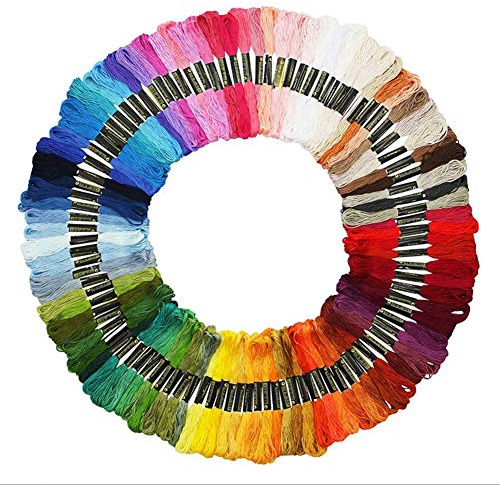 Cleana Arts 100 Colores Hilos de Bordar, Hilos Punto de Cruz Herramientas con Accesorios, Bordado Kit Usado en Costura y Para Hacer Pulseras, 8m (100 Colores)
