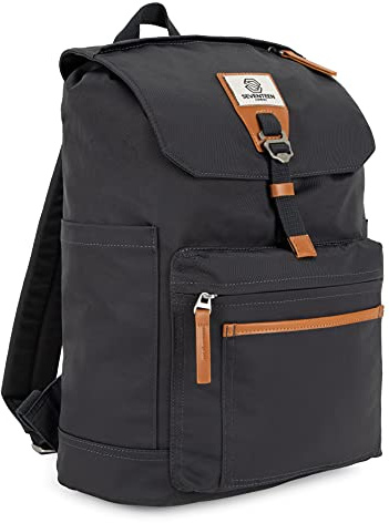 SEVENTEEN LONDON – Modern Dark Grey 'Fulham' Fold Top Backpack in a Classic Urban Design – Fits Laptops up to 15
