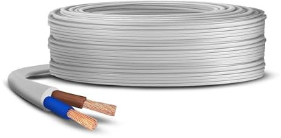 Primes DIY 2 Core Round White Flex Flexible Cable, stranded electrical copper wire, Insulated Flexible PVC Wire, Stranded Wire High Temperature Resistance, 3182Y BASEC Approved 0.75mm(7 Meter)