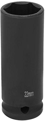 Impact Socket,1/2 Inch Drive 21/22/24mm Metric Deep Impact Socket 6 Point Pneumatic Air Socke(22mm)