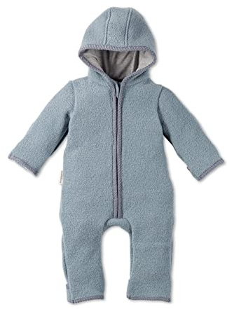 Hofbrucker Baby Walkoverall aus 100% Merino Wolle, kuschelig warmer Wollwalkanzug von Herbst bis Frühling (86-92, Steingrau)