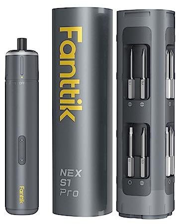 Fanttik S1 Pro 3.7V Magnetische Electric Screwdriver, Leistungsstarkes-Schraubendreher-Set mit 16 Bits, Einstellbare 3 Drehmomente bis zu 6 Nm, 2000-mAh-Akku, Geeignet für die Möbel/Computerreparatur
