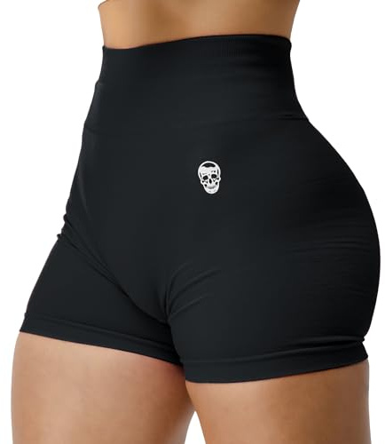 Gymreapers Seamless Shorts Infinity High Waist Biker Workout Scrunch Shorts for Women Athletic Gym Running Pilates Yoga Sport Short (Black)