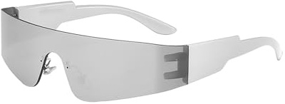 COACOM 1 Stück Sonnenbrille, Rechteckige Weltraumbrille, 1 Stück Brillentasche, Modische Und Interessante Brille, Futuristische Sonnenbrille, Reisen Und Outdoor-Aktivitäten