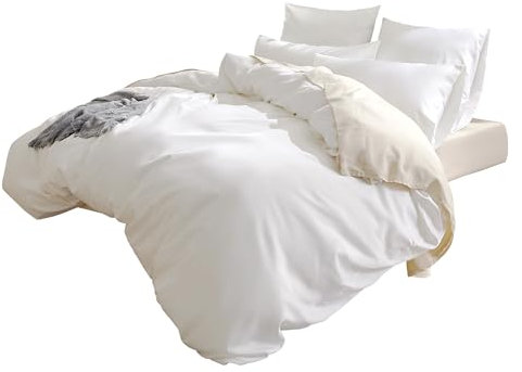 Sonive Bettwäsche 135x200 Kissenbezügen 50x80, Bettbezüge 135 x 200cm 100% Bio Baumwolle, ÖkoTex Zertifiziert mit Eckbändchen Weich und Bügelfrei, Weiß