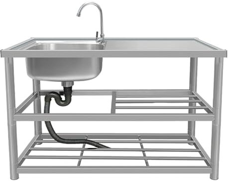 Évier de cuisine HARELA, industriel en acier inoxydable, autonome, 110cm, pour cuisine, buanderie, garages de ferme