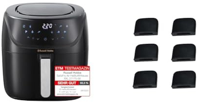 Russell Hobbs Heißluftfritteuse Set: XXL 8l [kompaktes Gehäuse | 7 Kochfunktionen|10 Programme] AirFryer 27170-56 + Ersatzteil Gummifüße für Grillplatte [6 Stück] N700685