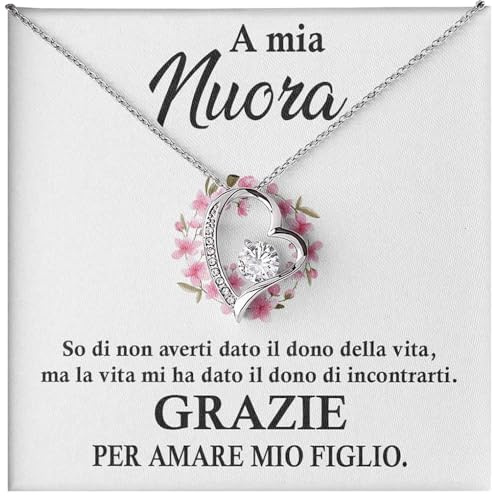 NONNA PROFESSIONISTA Collana Donna A mia Nuora Amore Finitura in Oro, Argento Idee Regali per lei Compleanno Natale Matrimonio - Cofanetto con DEDICA incluso (Argento - Nuora)