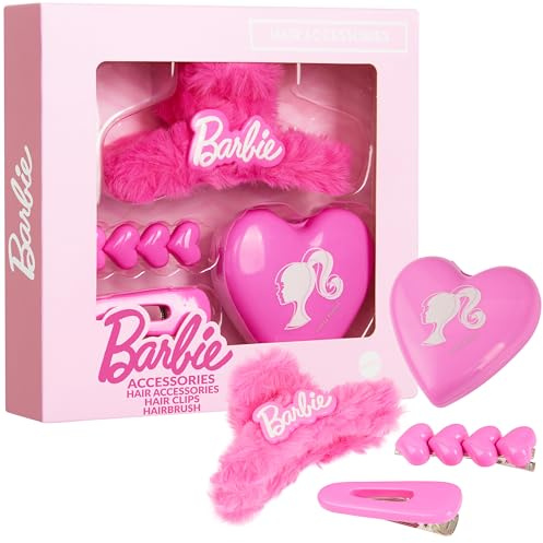 Barbie Set di Accessori per Capelli Bambina, Fermacapelli, Spazzola Pinze per Capelli - Regalo Ragazza