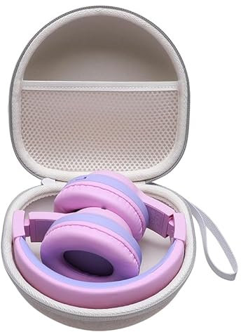 Kids Headphones Case Compatible with iClever BTH12 / BTH20/ BTH26/HS19, JoySpark, Candy Bila, EarFun, MIDOLA, IMYB Foldable Kids Headphones, Cream Travel Storage Bag(Case Only)