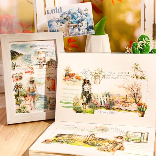 Scrapbooking Aufkleber Accessories 20 Blätter Scrapbooking Stickers Zubehör for Journaling,Bullet Journal Sticker for Scrapbooking, Bullet Journal Accessories，Fotoalbum Sticker（Travel Series3）