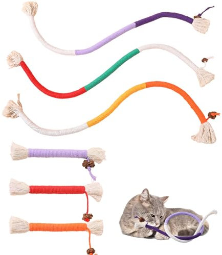 QYRDBGY 6 Stück Katzenminze Spielzeug, 70 cm Interaktives Katzenspielzeug Kauspielzeug Katze BeißSeil für Katzen Zahnpflege und Gegen Mundgeruch
