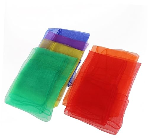 AOKWAWALIY 6 Hemmed Square Scarf Chiffon Ribbon Juggling Scarves Solid Color Bandanas Juggling Scarf Turbans for Women Ribbon Scarves for Women for Dressy Square Silk