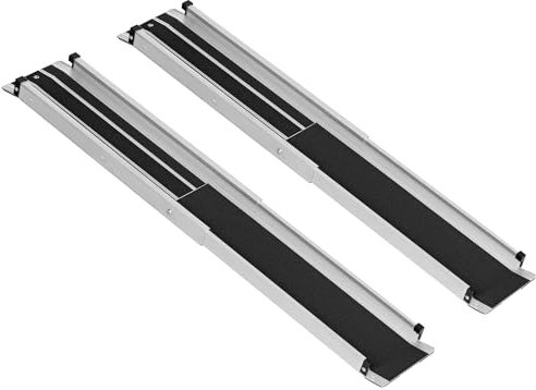 HOMCOM 2 Stück Rollstuhlrampen, rutschfest, Teleskop-Rampen für Rollstühle aus Aluminium – Länge verstellbar 3 Ebenen 75/100/122 cm, maximale Belastung 272 kg, inkl. Transporttasche