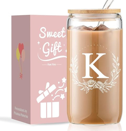 NOOMII Bride to be Gift - A-Z Personalised Birthday Gifts for Women- 16oz Initial Bridesmaid Bridal Gifts for Engage Wedding Mother's Day Easter Day Birthday- Initial K