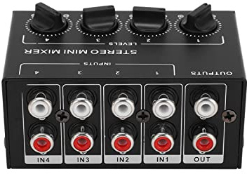 Stereo Mixer Audio Mixer 4 -kanal Passiv Mixer med 4 Ingångar 1 Output för CD Player Computer Phablet