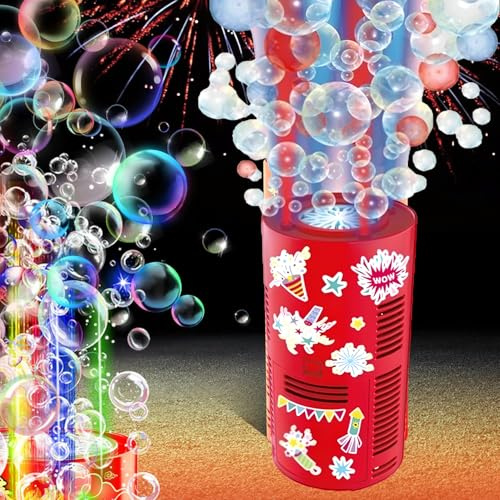 Machine à bulles de savon avec effet feu d'artifice machine automatique à bulles 12000+ par minute avec lumières et sons Bubble Maker 90 ml inclus enfants adultes fête intérieure extérieure