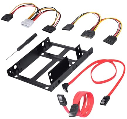 AsrMyjcx Kit de Montage du Disque Dur SSD Interne, Support de Montage SSD Double avec des données et Un câble d'alimentation, Un Porte-Disque du Disque