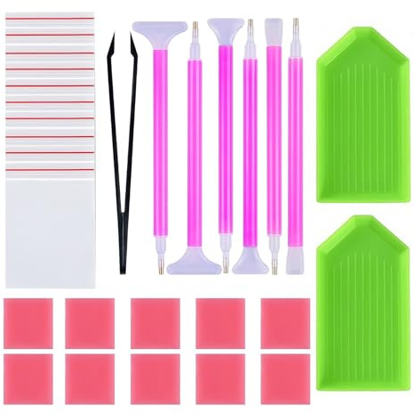 SCDZY 29PCS Diamond Art Tools Kit with Pens, Diamond Painting Accessories | Trays and Glue, Gem Art Tools Easy Use for Adults, Kids for DIY Lover