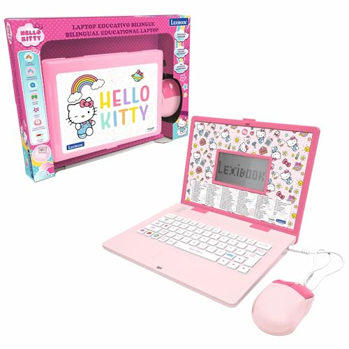 Lexibook, Hello Kitty, Laptop Educativo Bilingue Inglese/Italiano, 164 attività: Lingua, Scrittura, Matematica, Logica, Musica e Giochi, per Bambini e Bambine, JC598HKi5