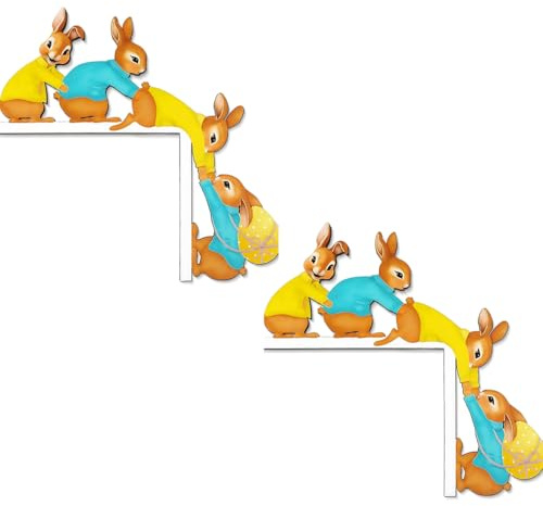 YIPFEN Decorazione per Cornice Porta Pasqua - Simpatica Decorazione Pasquale per Porta - Coniglietto di Pasqua in Legno - Stampata su Entrambi i Lati per Porta, Finestra, Camino, Frigorifero e Altro