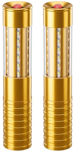 2 x Baton Luminoso LED Lampada Stroboscopica per Servizio Bottiglia, Luce Ricaricabile, Luce Della Mano, Lampada Luminosa LED Fluorescente per Discoteca, Karaoke, Matrimonio, Festa (2, Oro)