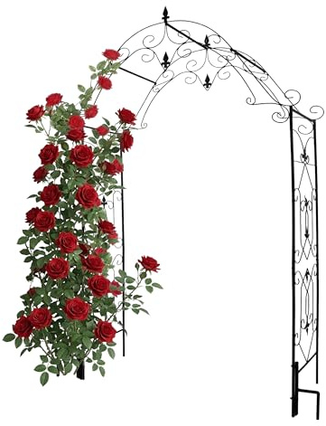 Relaxdays, Arco para Rosas de Metal, jardín (Al x An x Prof) 250 x 130 x 40 cm, Robusto para trepadoras, Negro