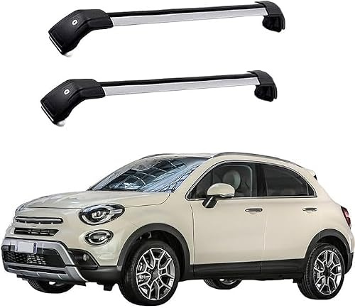 VAPORVERSE 2 Piezas Barras de Techo Baca de Coche para Fiat 500X Barras de Techo con Aluminio, para Transporte de Viajepara Coches con Rieles,C